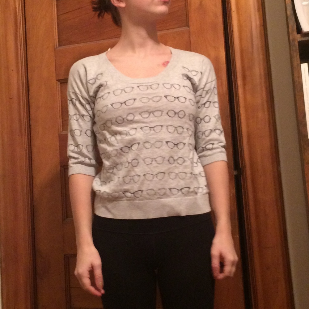 Glasses print cardigan sweater